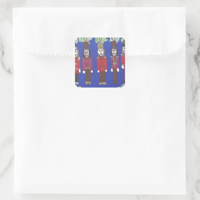 Nutcracker Christmas Square Sticker (Bag)