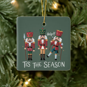 Nutcracker Christmas Tis the Season Group Xmas Ceramic Ornament