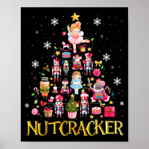 Nutcracker Christmas Tree Ballet Dance Women Kids Poster