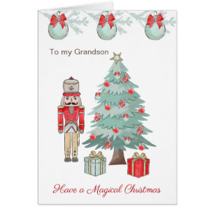 Nutcracker, Christmas tree, rocking horse Card