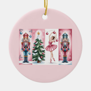 Nutcracker Christmas Watercolor Girly Festive Ceramic Tree Decoration