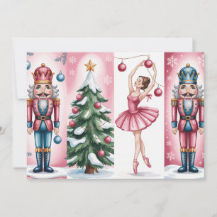 Nutcracker Christmas Watercolor Girly Festive Holiday Card