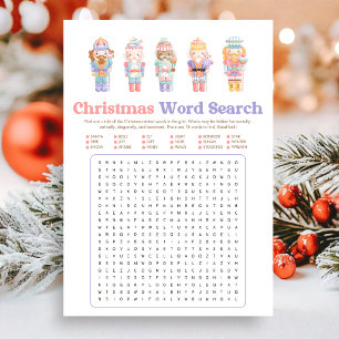 Nutcracker Christmas Word Search Christma Fun Game Holiday Card