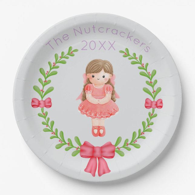 Nutcracker Clara Christmas Paper Plate (Front)