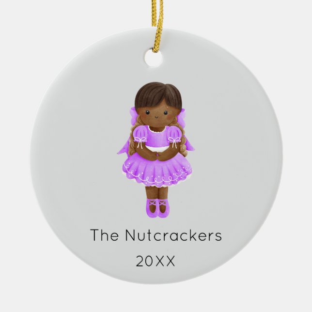 Nutcracker Clara Christmas Photo Ceramic Tree Decoration (Front)