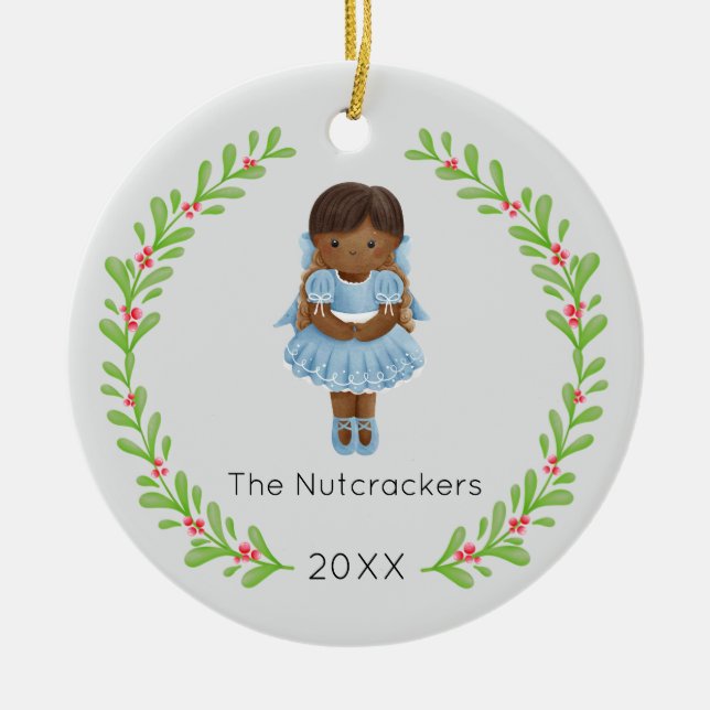 Nutcracker Clara Christmas Photo Ceramic Tree Decoration (Front)