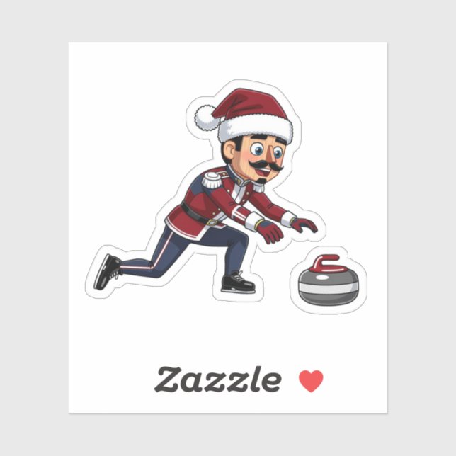  Nutcracker Curling Player Holiday Winter Sports  (Sheet)