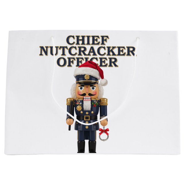 Nutcracker Curling Player Holiday Winter Sports   Large Gift Bag (Front)
