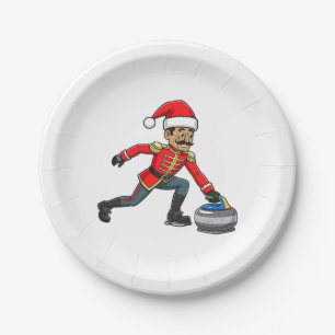  Nutcracker Curling Player Holiday Winter Sports   Paper Plate