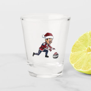 Nutcracker Curling Player Holiday Winter Sports Shot Glass