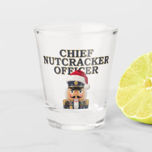 Nutcracker Curling Player Holiday Winter Sports Shot Glass