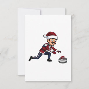  Nutcracker Curling Player Holiday Winter Sports  Thank You Card
