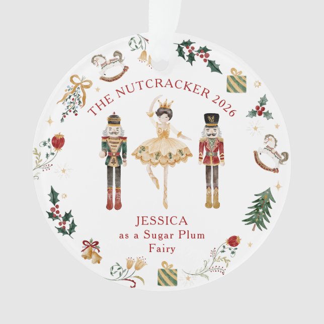 Nutcracker custom role ballet ornament (Front)