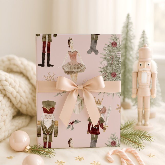 Nutcracker Cute Pink Christmas Wrapping Paper (Creator Uploaded)
