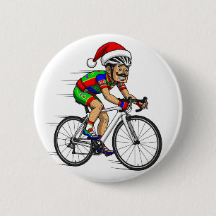 Nutcracker Cyclist Christmas Bicycle Xmas Sport 6 Cm Round Badge