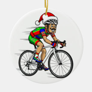Nutcracker Cyclist Christmas Bicycle Xmas Sport Ceramic Tree Decoration