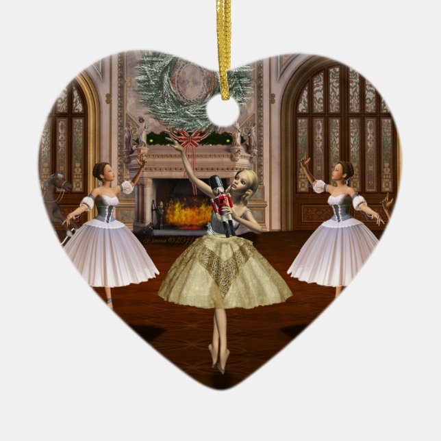 Nutcracker Dancing Ballerinas Holiday Ornament (Front)
