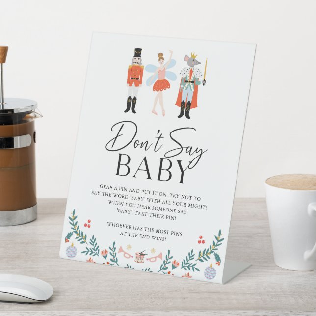 Nutcracker Don't Say Baby Christmas Shower Game Pedestal Sign (In SItu)