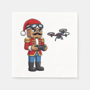 Nutcracker Drone Pilot Tech Holiday Gaming Xmas Napkin