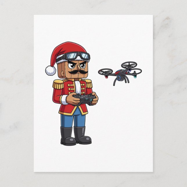  Nutcracker Drone Pilot Tech Holiday Gaming Xmas  Postcard (Front)