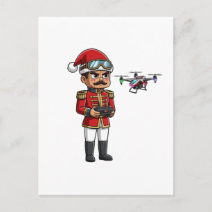 Nutcracker Drone Pilot Tech Holiday Gaming Xmas Postcard