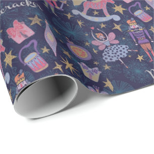 Nutcracker & Fairies Blue Wrapping Paper