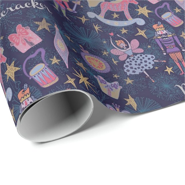 Nutcracker & Fairies Blue Wrapping Paper (Roll Corner)