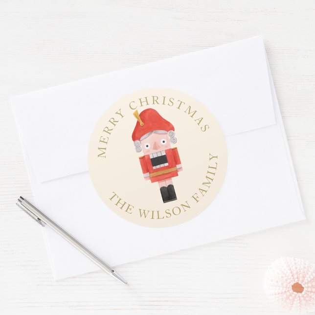 Nutcracker Family Cute Merry Christmas Holiday Classic Round Sticker (Creator Uploaded)