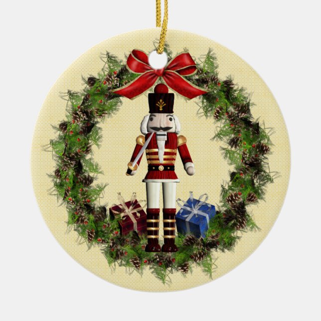 Nutcracker Feliz Navidad Spanish Ornament (Front)