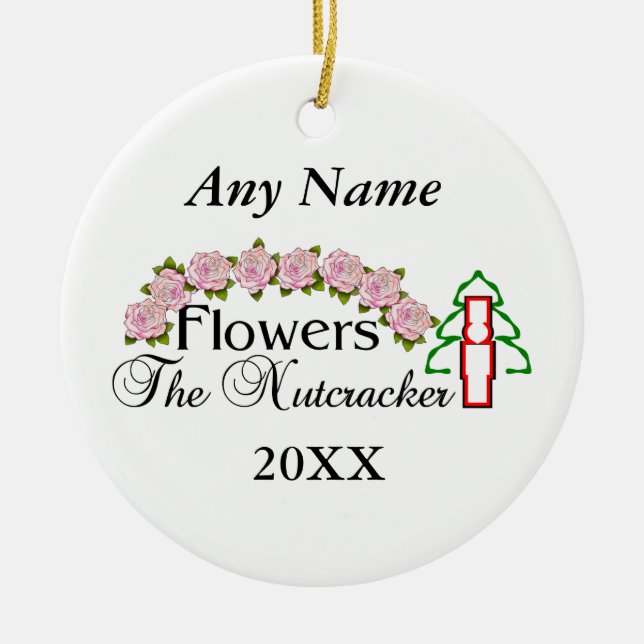 Nutcracker Flowers Ceramic Tree Decoration (Front)