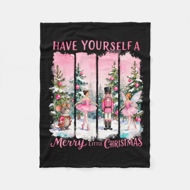 Nutcracker Friends Snow Globe Nk Coquette Bow Chri Fleece Blanket (Front)