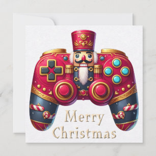Nutcracker Game Controller Christmas Greeting Card