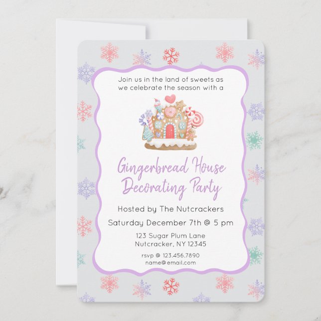 Nutcracker Gingerbread House Decorating Party Invitation (Front)