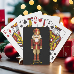 Nutcracker Gold Red Personalise Name Gift Playing Cards