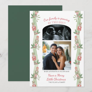 Nutcracker Growing By Two Feet Green Baby Reveal Holiday Card