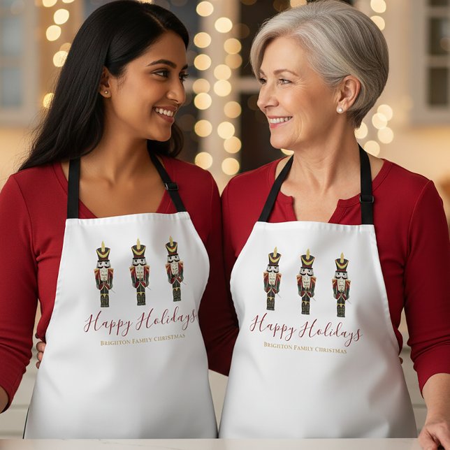 Nutcracker Happy Holidays Classic Christmas  Apron (Creator Uploaded)