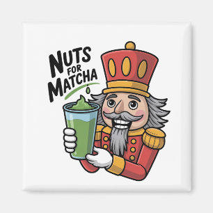 Nutcracker Holding Matcha Latte Funny Nuts For Mat Magnet