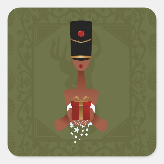 Nutcracker Holiday Gift Christmas Square Sticker (Front)