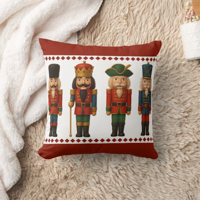 Nutcracker Holiday Parade Christmas Throw Pillow (Blanket)