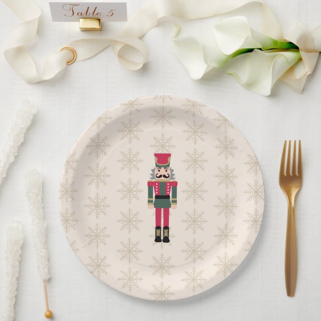 Nutcracker Illustration Snowflake Pattern Paper Plate (Wedding)