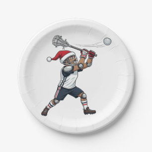 Nutcracker Lacrosse Player Holiday Sports Xmas  Paper Plate