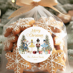 Nutcracker Merry Christmas  Classic Round Sticker