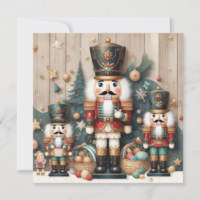 Nutcracker Merry Christmas Greeting Card (Front)