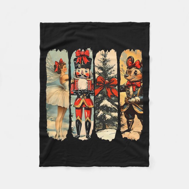 Nutcracker Merry Christmas Xmas Tree Family Pajama Fleece Blanket (Front)