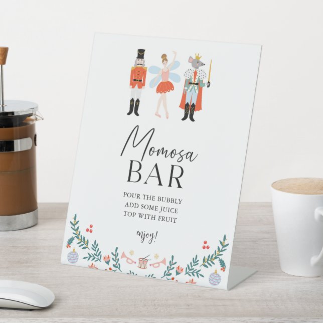 Nutcracker Momosa Bar Christmas Baby Shower Pedestal Sign (In SItu)