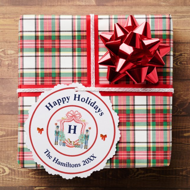 Nutcracker Monogram Christmas Ornament Card (Insitu (Gift))