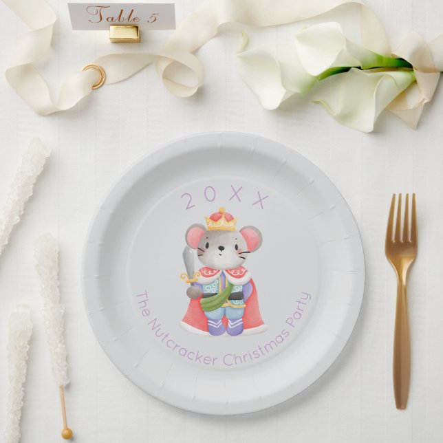 Nutcracker Mouse King Christmas Paper Plate (Wedding)