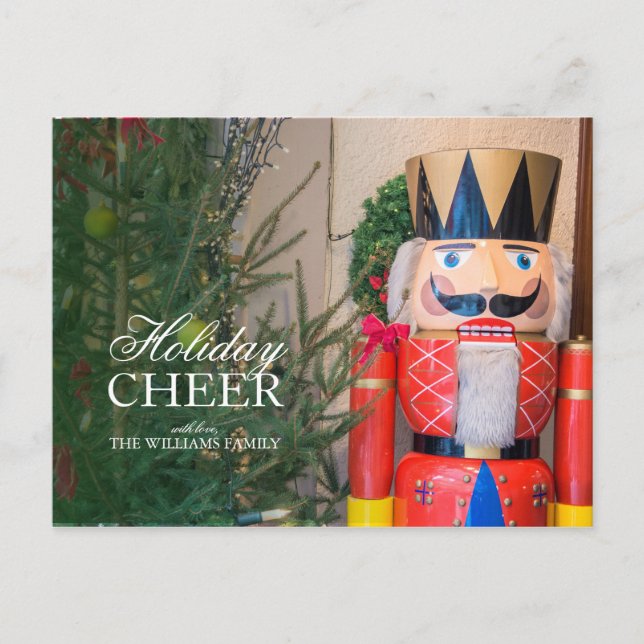 Nutcracker Next to Decorated Holiday Tree Postcard (Front)
