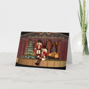Nutcracker on Stage with Holiday Tree