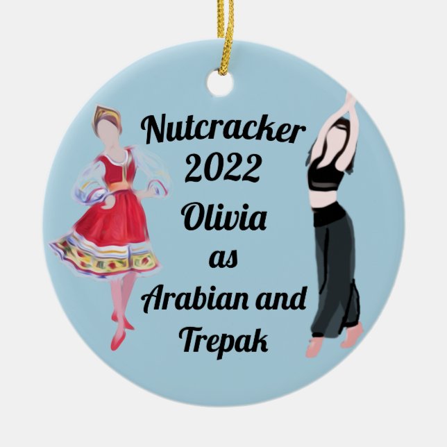 Nutcracker Ornament- Arabian and Trepak Ceramic  Tree Decoration (Front)